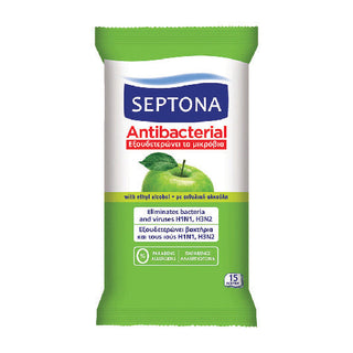 Septona Antibac Wipes Green Apple 15'S