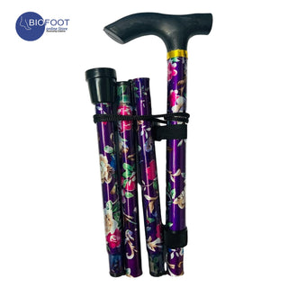 Prim 217845 Alum Folding Wlking Stick Purple Flwr