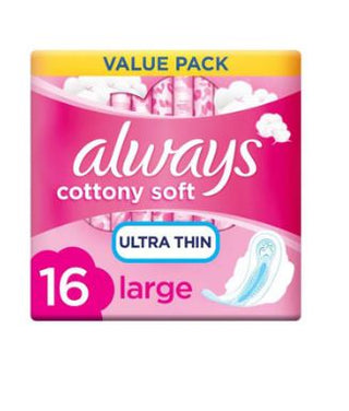 Always 12598 Cotton Soft Ultra Thin 16'S Large